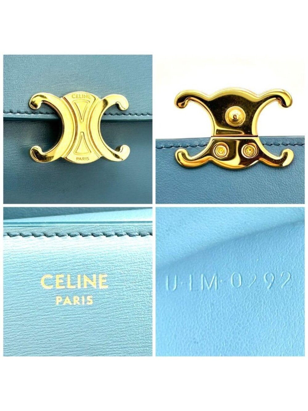 Celine Small Flap Wallet Triomphe Light Blue - Picture 9 of 11